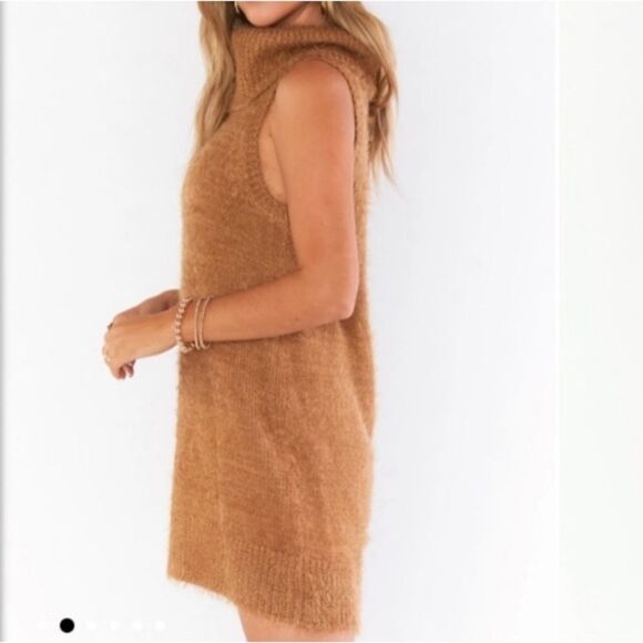 Show Me Your MuMu Sweater Dress Womens Small Brown Mini Cowl Neck Wool Blend - Picture 5 of 13